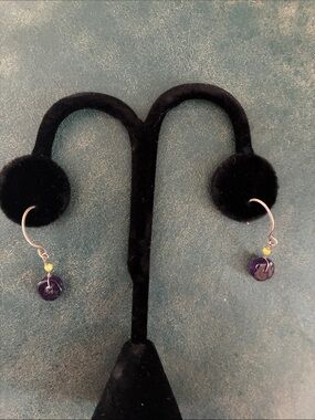 Morgan Dane sterling, silver with amethyst and mother of pearl earrings.